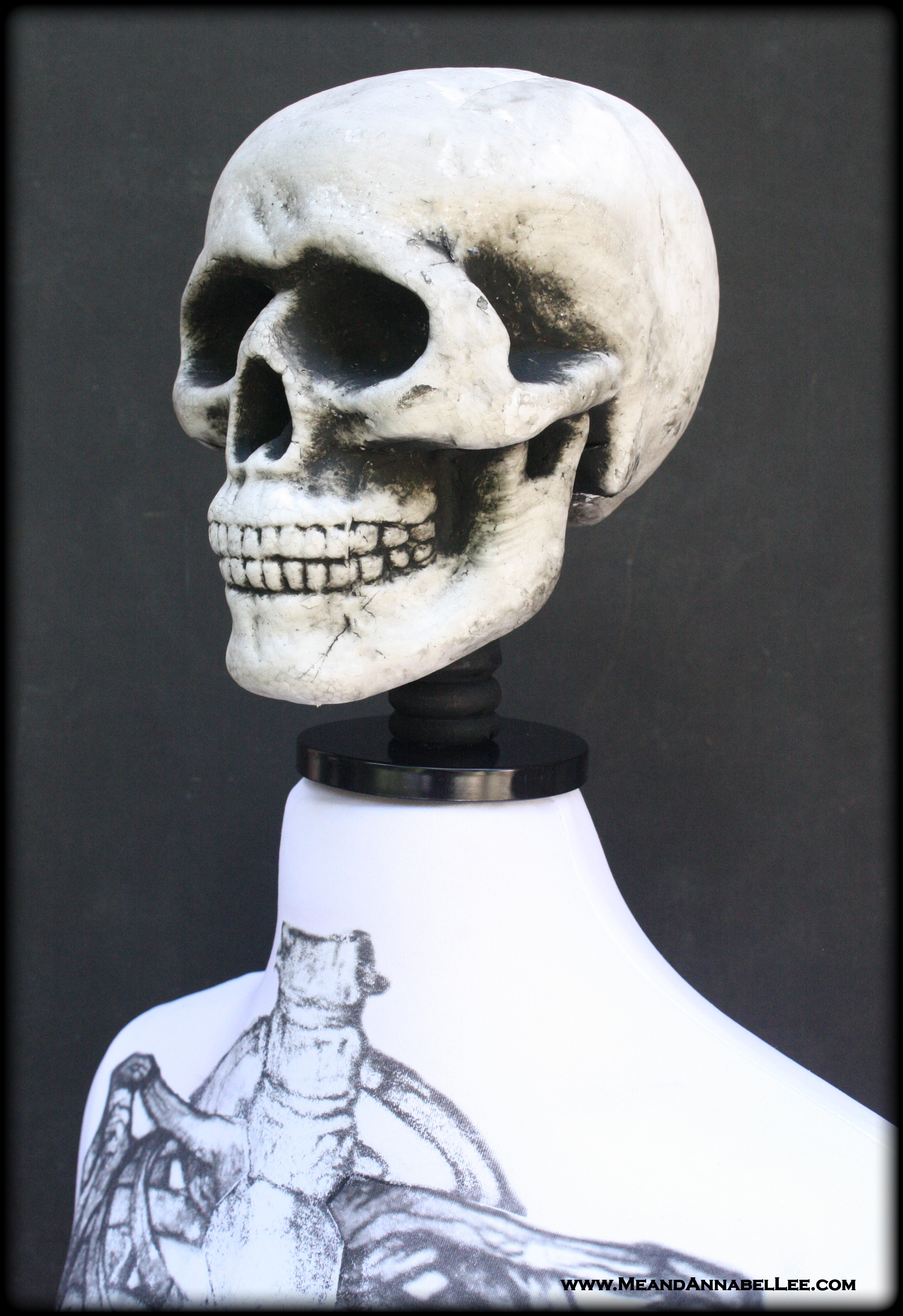 DIY Skeleton Dress Form / Display Mannequin | Ribcage Iron on Transfer | Removable Skeletal Slip Cover | Gothic DIY |Skull Love | Halloween Prop | www.MeandAnnabelLee.com