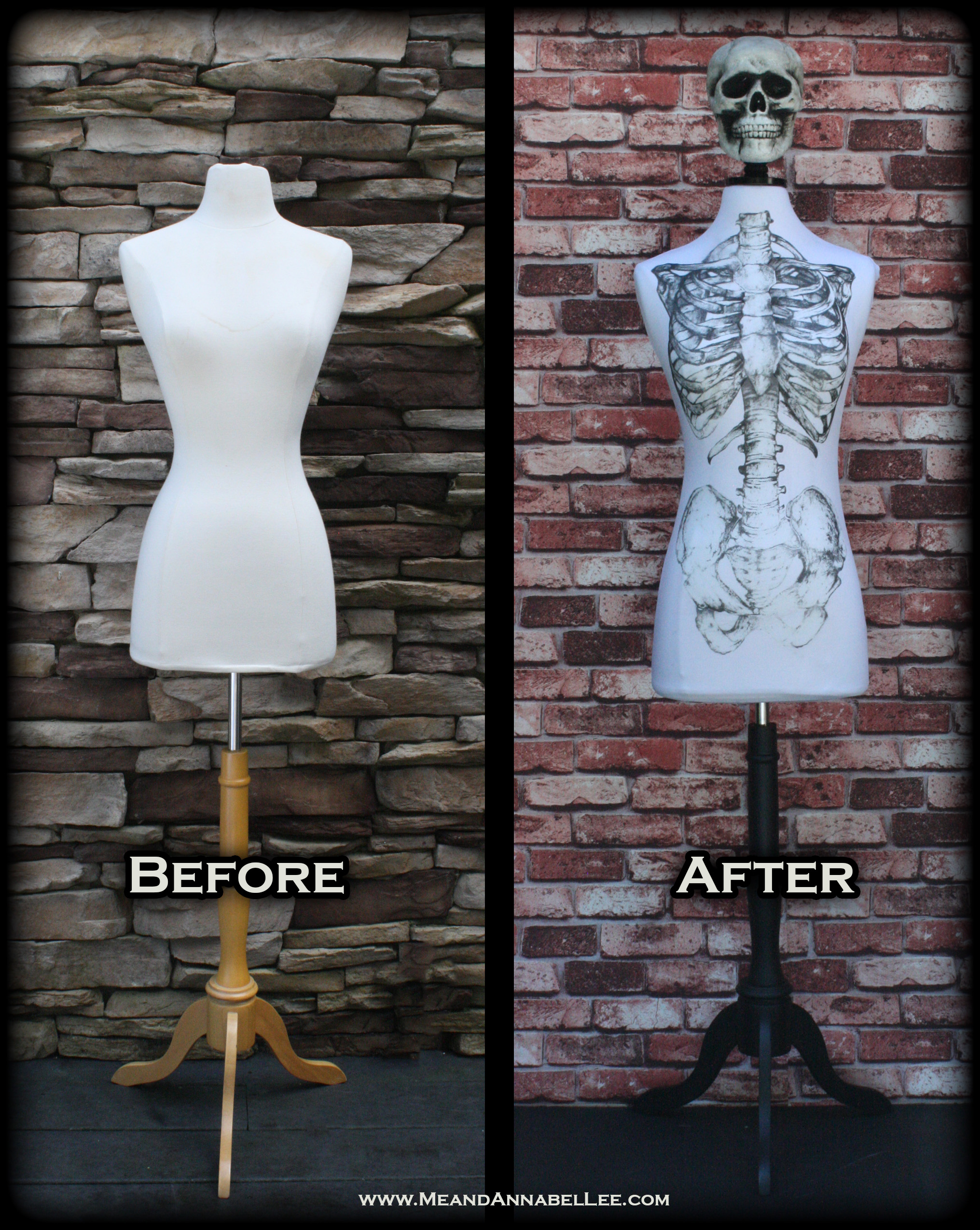 DIY Skeleton Dress Form Mannequin | Before and After | Goth it Yourself | www.MeandAnnabelLee.com
