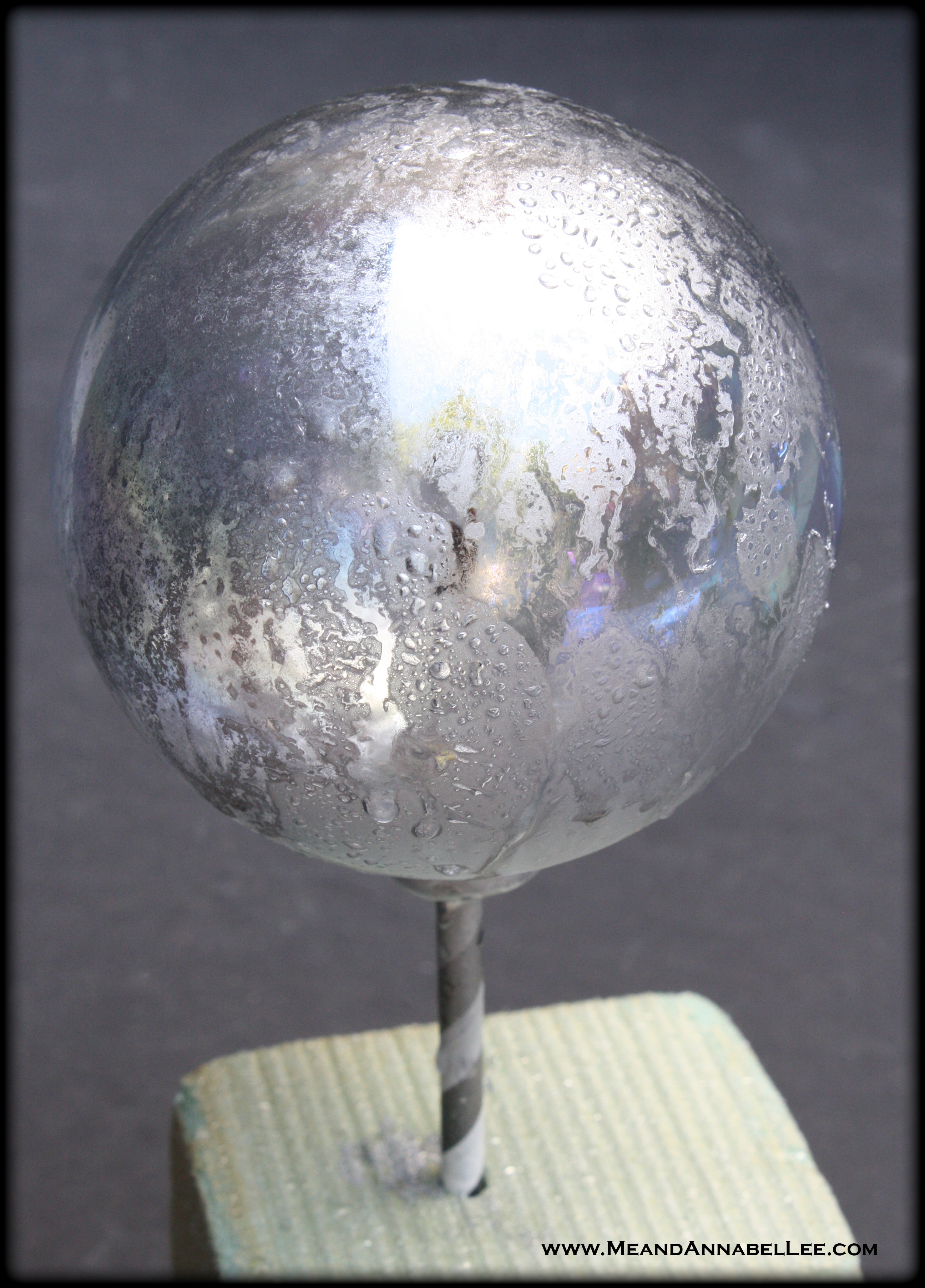 Faux Mercury Glass Tutorial | DIY Crystal Balls | Halloween Crafts | www.MeandAnnabelLee.com