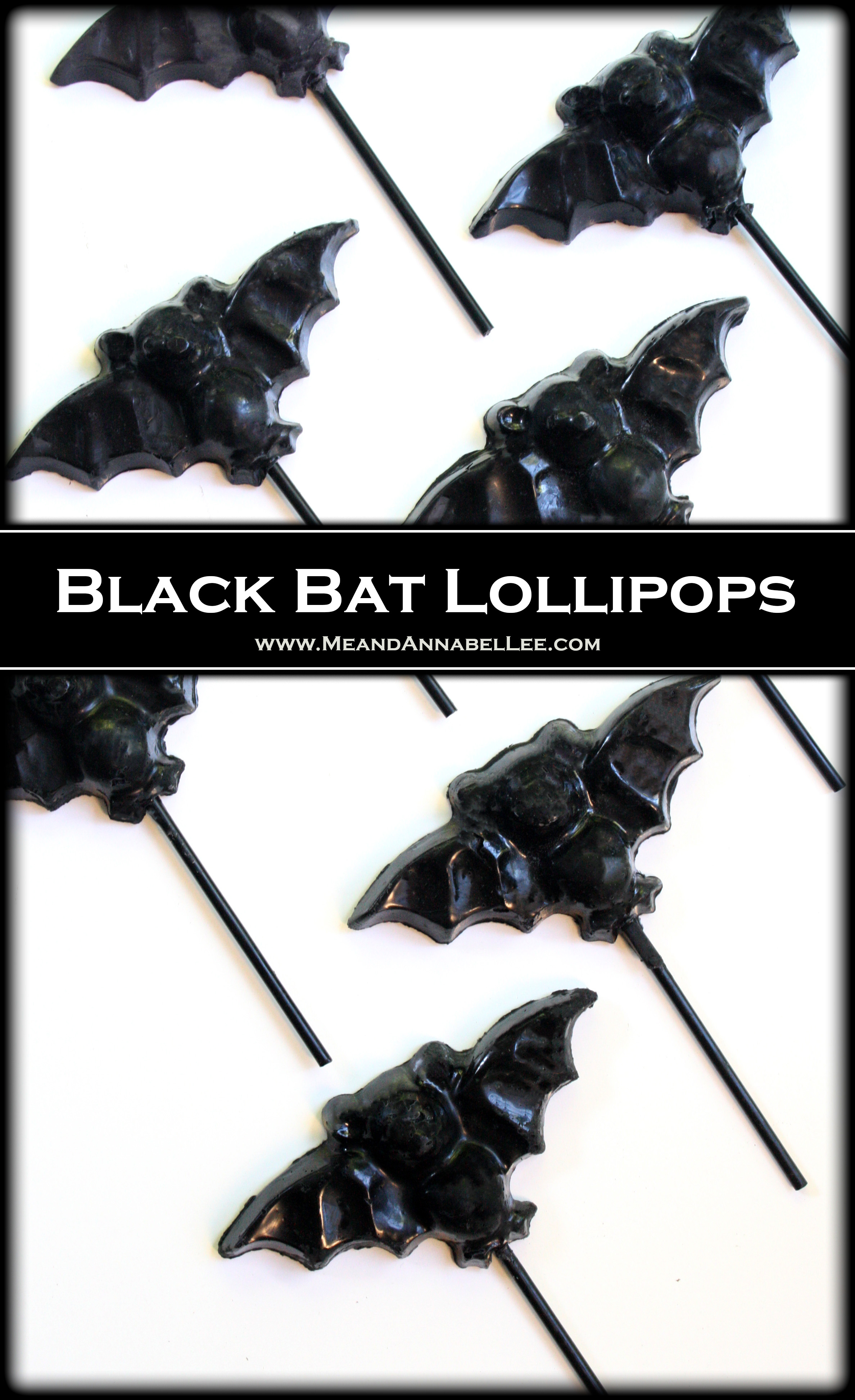 These Black Bat Lollipops are so simple to make! Perfect as a Halloween treat, a great way to celebrate Bat Appreciation Day, or just a snack for all of you Vampires! If you love bats… you need these in your life!! #Bats #lollipops #gothic #halloweenfood #halloween | Me and Annabel Lee Blog