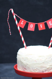Valentine Cake Topper - LOVE Pennant Flag Cake Topper - Red Cake Bunting - Valentine's Day Party Decor - meandannabellee.com
