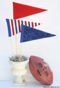 DIY Team Color Pennant Flags - Super Bowl Party - Football Party Decorations - Super Bowl LI Atlanta Falcons vs New England Patriots - www.MeandannabelLee.com