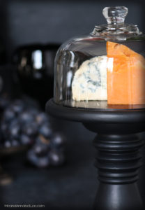 DIY Black Cloche Cheeseboard Pedestal - Goth It Yourself - Gothic Decor - Dark Entertaining - Glass Dome Wooden Cheesetray - Trash to Treasure - Thrift Shop Finds - www.MeandAnnabelLee.com - Blog for all things Dark, Gothic, Victorian, & Unusual
