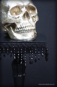 Dark & Glamorous Entertaining.... How Beaded Fringe Can Turn an Old Candlestick into a Gorgeous Cake Stand!.... DIY | Goth It Yourself | Gothic Baking | Trash to Treasure | Black