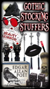 20 Macabre, Twisted, Unusual, Dark, Victorian, & Gothic Stocking Stuffers for the Darkling in Your Life | Skulls | Makeup | Bar Ware | Fashion Accessories | Fun & Games | Jewelry | Home Goods | Christmas Shopping | www.MeandAnnabelLee.com
