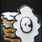 Victorian Gothic Skeleton Cameo Cookies | Black & White | Almond Vanilla Sugar Cookies | Chocolate Cameo | Royal Icing | www.MeandAnnabelLee.com