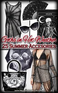 25 Must Have Gothic Summer Accessories for Goths in Hot Weather| 2018 Round up of Cover Ups, Sunglasses, Tote Bags, Beach Towels, Parasols, and Victorian Fans | Skulls | Occult | Tarot | Pentagram | Black Lace | Swim Noir | www.MeandAnnabelLee.com