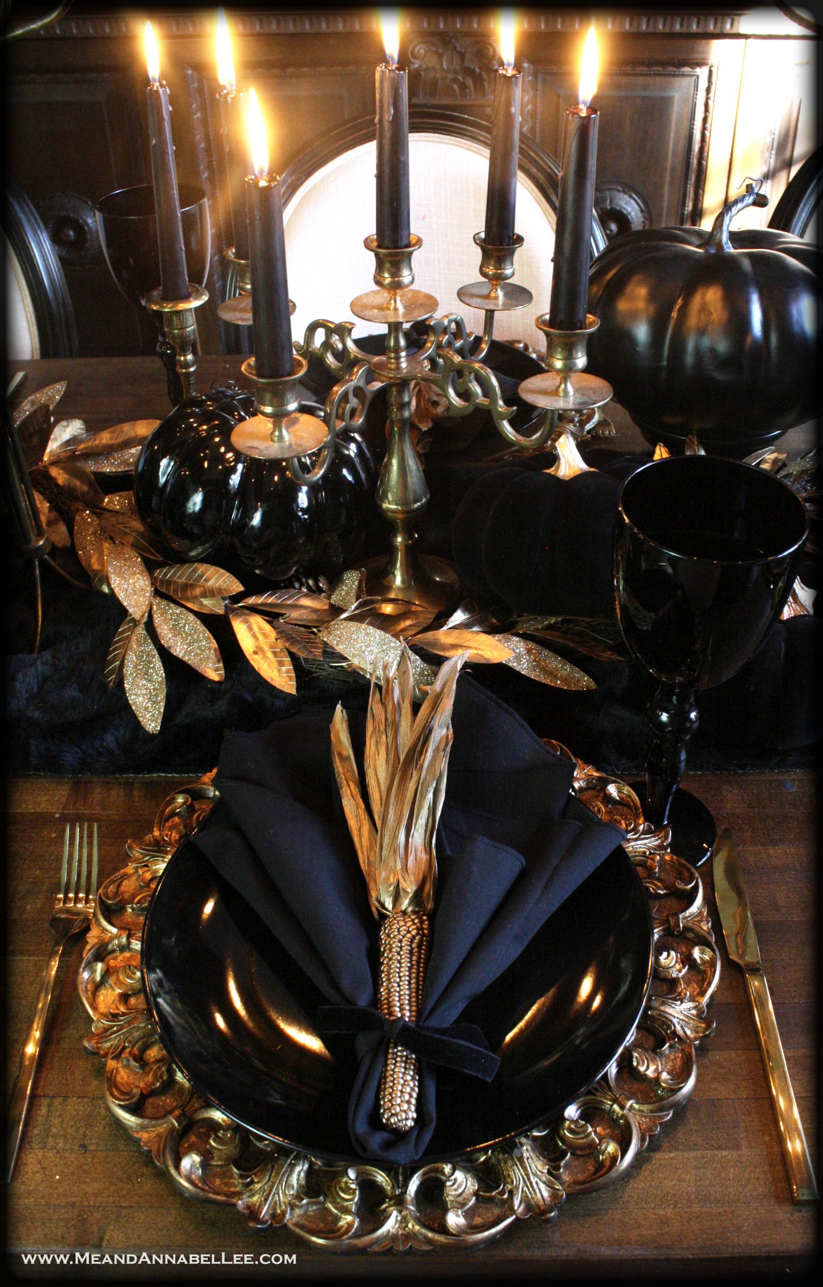 Black and on sale gold table