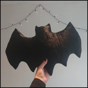 Bat Lover's Shopping & Gift Guide to celebrate Bat Appreciation Day | Black Velvet Bat Shaped Throw Cushion Pillow | Gothic Home Decor | Halloween | #standwithsmall Me and Annabel Lee