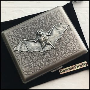 Bat Lover's Shopping & Gift Guide to celebrate Bat Appreciation Day | Victorian Bat Cigarette or Business Card Case | Metal Wallet | Gothic Fashion Accessories and jewelry | #standwithsmall Me and Annabel Lee