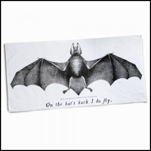 Bat Lover's Shopping & Gift Guide to celebrate Bat Appreciation Day | Bat Image Bath Sheet | Large Bath Sheet | William Shakespeare Quote | Gothic Accessories | Halloween | Support Small Business | Me and Annabel Lee