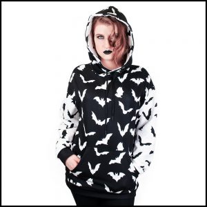 Bat Lover's Shopping & Gift Guide to celebrate Bat Appreciation Day | All Over Bat Print Hoodie Sweatshirt | Gothic Apparel | Support Small Business | Me and Annabel Lee