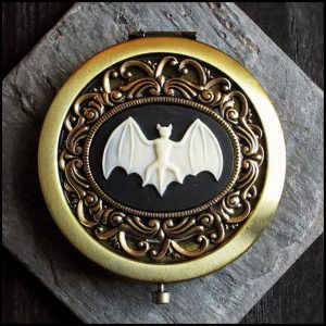 Bat Lover's Shopping & Gift Guide to celebrate Bat Appreciation Day | Bat Cameo Compact Mirror | Gothic Fashion Accessories and jewelry | Halloween | Support Small Business | Me and Annabel Lee