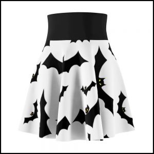 Bat Lover's Shopping & Gift Guide to celebrate Bat Appreciation Day | Black and White Vampire Bat Skater Style Skirt | Gothic Apparel | #standwithsmall Me and Annabel Lee