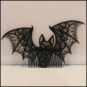 Bat Lover's Shopping & Gift Guide to celebrate Bat Appreciation Day | Black Lace Bat Hair Comb | Gothic Hair Accessories | Halloween | Support Small Business | Me and Annabel Lee