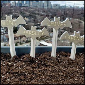 Bat Lover's Shopping & Gift Guide to celebrate Bat Appreciation Day | Custom Bat Garden Markers for your Herbs and Vegetable Plants | Plant Stakes | Gothic Garden | #standwithsmall Me and Annabel Lee