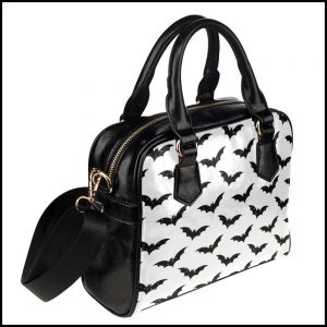Bat Lover's Shopping & Gift Guide to celebrate Bat Appreciation Day | Black and White Gothic Bats Shoulder and Handbag | Crossbody Purse | Gothic Fashion Accessories | Support Small Business | Me and Annabel Lee