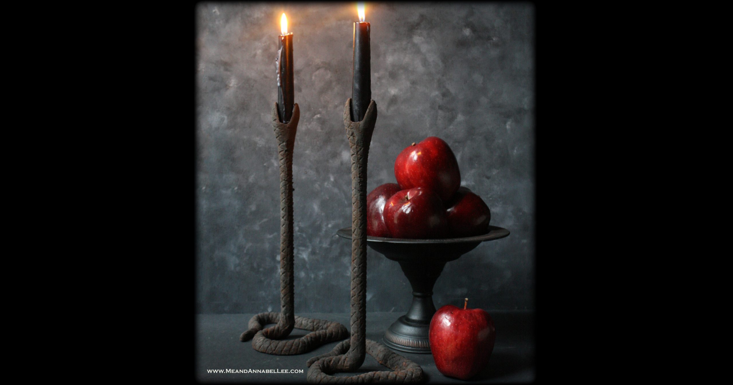 Gothic Antique Snake Candle Holders | Transform Halloween Decorations into something sophisticated you can use all year long by adding a rusted antique finish | Art Deco to Gothic Decor | Serpent Candlesticks| Curiosities | Poison Apple | Halloween Décor | Me and Annabel Lee Blog