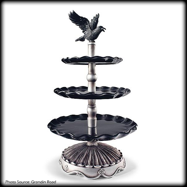 Raven 3-Tiered Server from Grandin Road | 2020 Halloween Haven | How to make a DIY copycat version of this tray | Me and Annabel Lee Blog