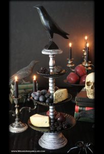How to make a DIY Tiered Raven Halloween Serving Tray | Goth it Yourself Edgar Allan Poe inspired server | Dessert Stand | Gothic Entertaining | The Raven Halloween Craft | Me and Annabel Lee Blog