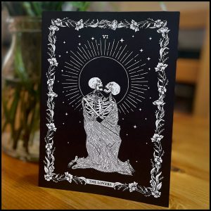 Valentine Gift Guide - Dark, Curious, Gothic Valentine's Day and Anti Valentine gift ideas for him and for her | The Lovers Tarot Greeting Card | Skeleton Tarot | Skeleton Lovers | Valentine Card | Gothic Romance | Me and Annabel Lee