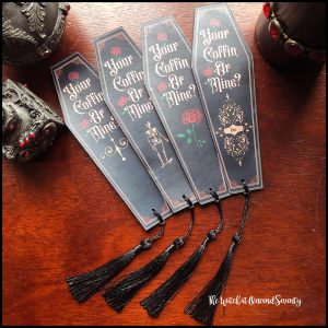 Valentine Gift Guide - Dark, Curious, Gothic Valentine's Day and Anti Valentine gift ideas for him and for her | Personalized Coffin Bookmarks | Your Coffin or Mine | Me and Annabel Lee
