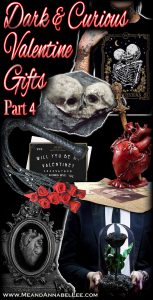 ark & Curious Valentine Gift Guide | Dark, Curious, Gothic, and Unusual Valentine Gifts | Valentine’s and Anti-Valentine Day | Human Hearts, Red Skulls, Black Roses, Skeleton Lovers, Gothic Literature, Horror Films, Tarot, Fetish | Dark Home Décor | Gothic Jewelry and Fashion | Me and Annabel Lee