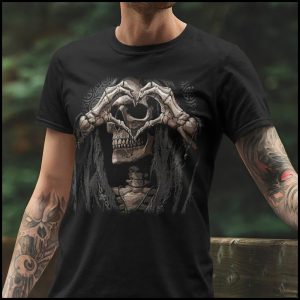 Valentine Gift Guide - Dark, Curious, Gothic Valentine's Day and Anti Valentine gift ideas for him and for her |Skull Love Tee | Skeleton Heart T-shirt |Horror Fashion |Me and Annabel Lee